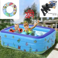 130 cm Swimming pool baby square bathtub for play and bath  with pumper &  Ring