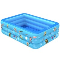 Kids inflatable Swimming Pool High Quality Child Home Use Paddling Bathtub Large Size Inflatable Bubble Bottom Square Swimming Pool For Baby Bath and Play with Pumper 150cm