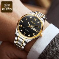 OLEVS 5563G Fashion Watch for Men Black & Golden Two Tone Stainless Steel Analog Wrist Watch For Men - White & Silver "Fashion Watch for Men Black & Golden Two Tone Stainless Steel Analog Wrist Watch For Men - White & Silver "