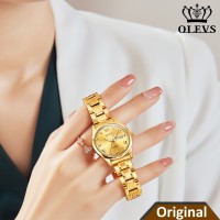 Olevs 5563L Golden Ladies Watch Elegance Stainless Steel for Women original
