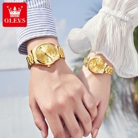 OLEVS Fashion Watches Couple Watch Stainless Steel Calendar Business Quartz Watch For Men Women - 5563 (2 Piece)