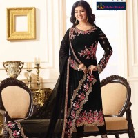 Georgette Straight Salwar Kameez Embroidered Ladies Suits