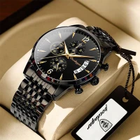 POEDAGAR Men Watch Fashion Luxury Stainless Stain Business Quartz Watches Waterproof Luminous Week Date Men‘s Wristwatch