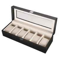 Ohuhu  6 Slot Watch Organizer Jewelry Box Leather Watch Cabinet Storage Organizer Case