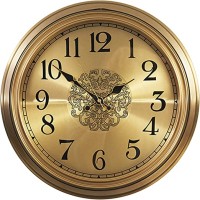 FunkyTradition Golden Elegant Design Wall Clock, Wall Watch, Wall Decor for Home Office Decor and Gifts 30 CM Tall