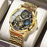 Men's Luxury Stainless Steel Watch for Men GOLDEN analog