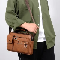 WEIXIER Mens Leather Messenger Bag Leisure Shoulder Casual Travel Package Male Cross Body Bags