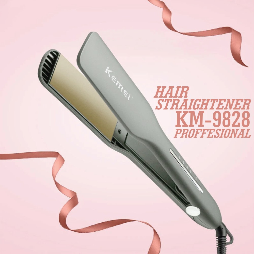 Hair StraightenerKM-9828 Professional Iron Salon Hair Stylist Curling Straight Styling Ceramic Flat Iron