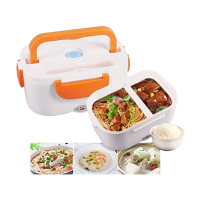 Portable Electric Lunch Box - Orange and White