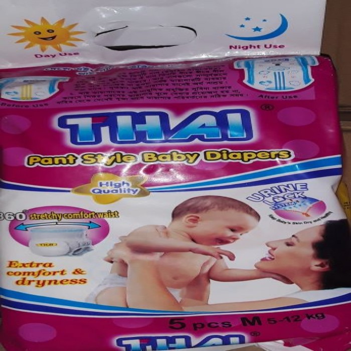 Thai Pant Style Baby Diapers M Size-(5-12kg)-5 pis